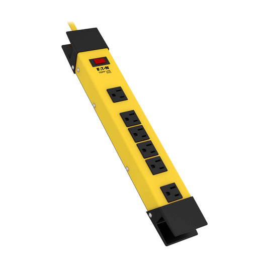 Tripp Lite Eaton TLM609GF Heavy Duty Power Strip with GFCI Plug, Yellow Metal Housing, 6 Outlets, 9 Foot / 2.7 Meter Cord, Keyhole Mounting Slots