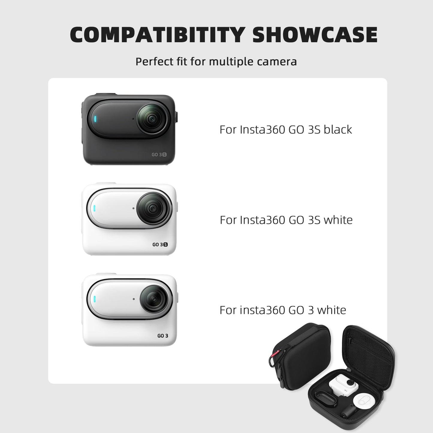 BRDRC Carrying Case for Insta 360 GO 3S / GO 3 Accessories, Storage Bag Protective Case Hard Shell Cover for Insta360 GO 3S / GO3 Vlogging Action