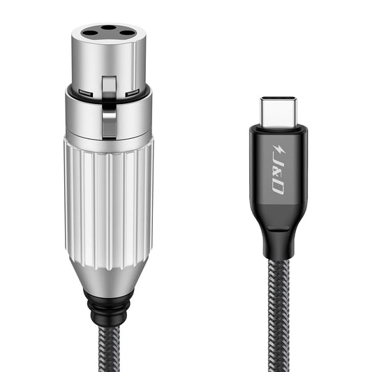 J&D USB C to XLR Microphone Audio Cable, Braided USB C to XLR Female Microphone Cable for Audio Recording, Dynamic Microphone, Compatible for iPhone