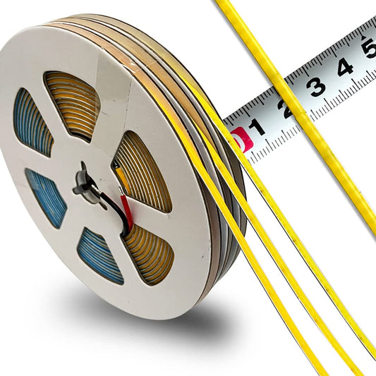 New DC 12V/24V 3MM Thin PCB Premium High Brightness COB LED Strip Flexible High Density Chips CRI 90+ UHB Warm Natural White Light 5M (DC 12V, Warm