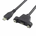 BLUEXIN Micro USB Male to Micro USB Female Extension Panel Mount Type Cable with Screws, Data+Charge,Black 50CM/1.6FT