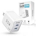 Sharp USB C Charger - 35W, Dual Port (2 USB-C) Compact Foldable GaN Fast Charge for iPhone 15/15 Pro/15 Pro Max/14/13/12, Pad Pro/AirPods and More