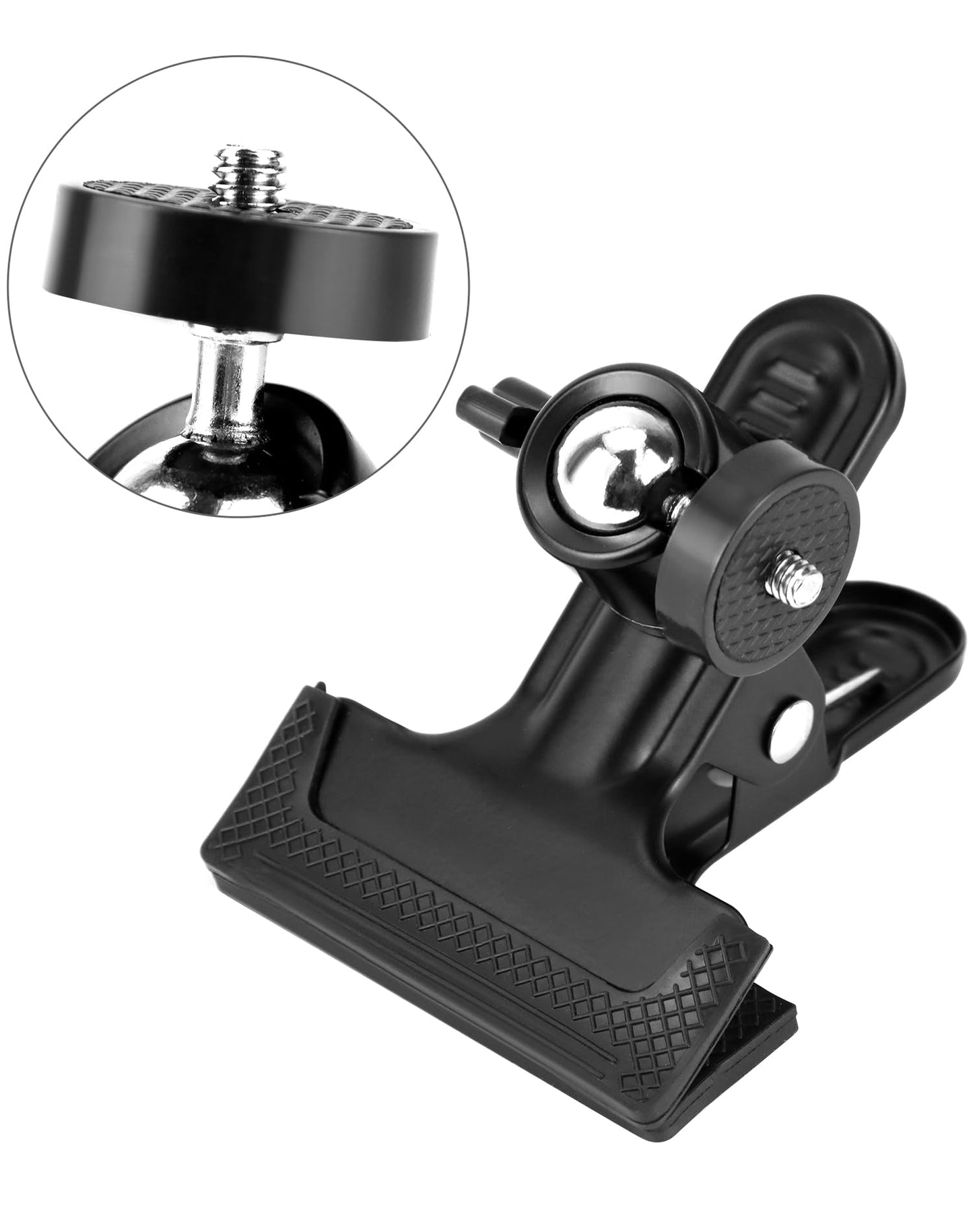 QWORK 4 Pack Multifunctional Tripod Camera Clamp Flash Holder with 360 Swivel Tripod Mini Ball Head, Black