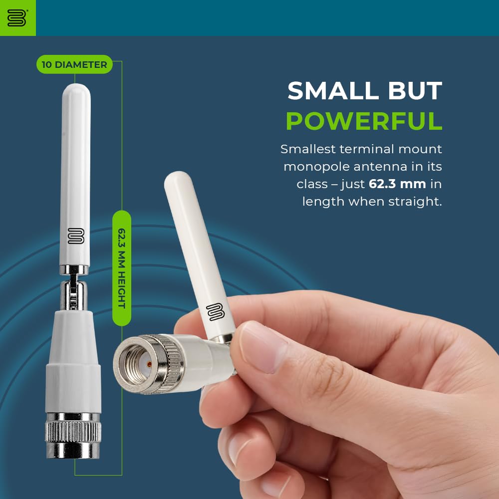 Bolton Dart WiFi Antenna 2-Pack | Monopole | Dual-Band 2.4/5.8-7.125 GHz | RP-SMA M Connector | Omnidirectional | Compact, Rotatable, Hinged Design |