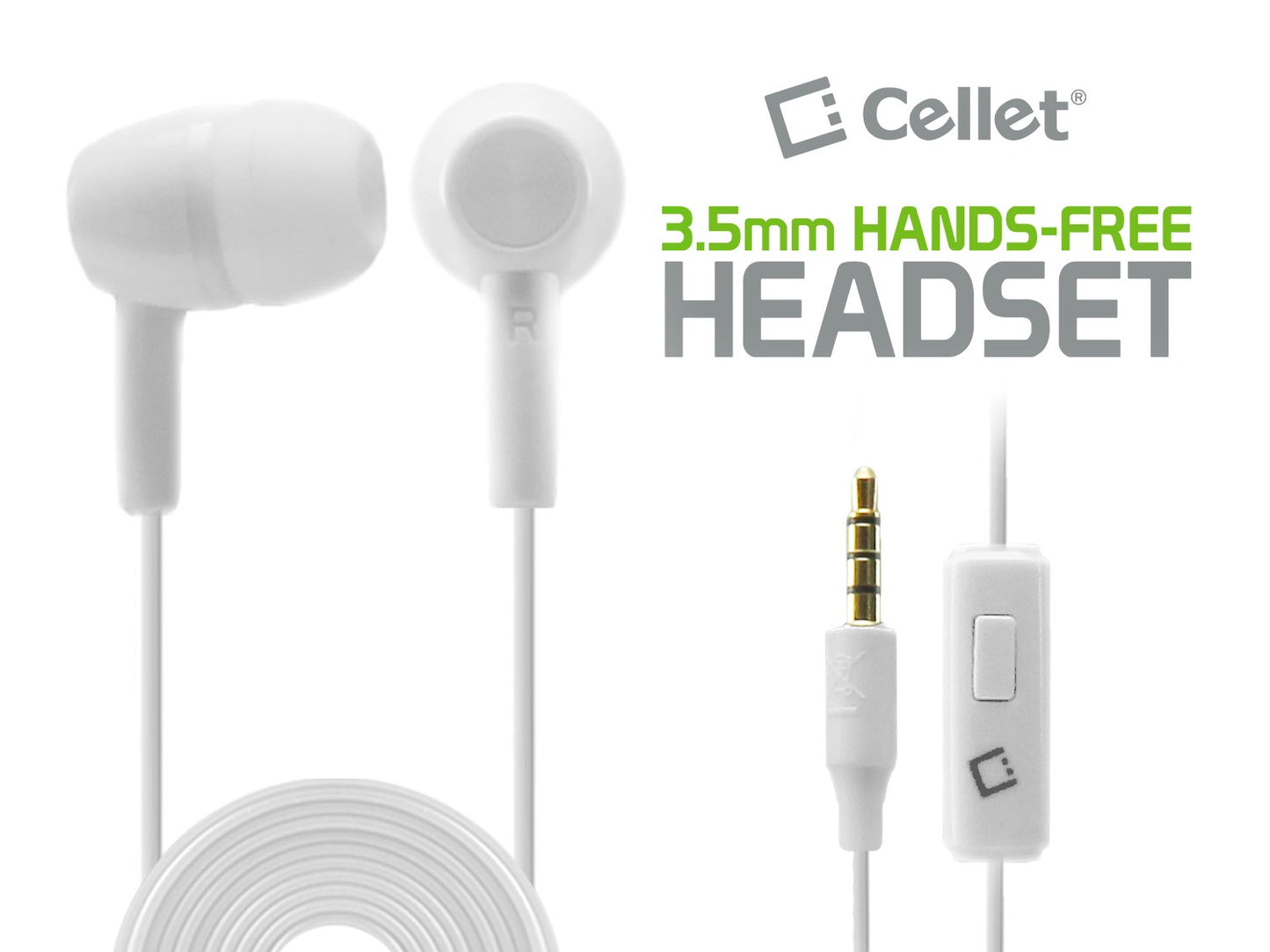 Cellet 3.5mm Premiere Sound Hands-Free Stereo In-Ear Headphones - White