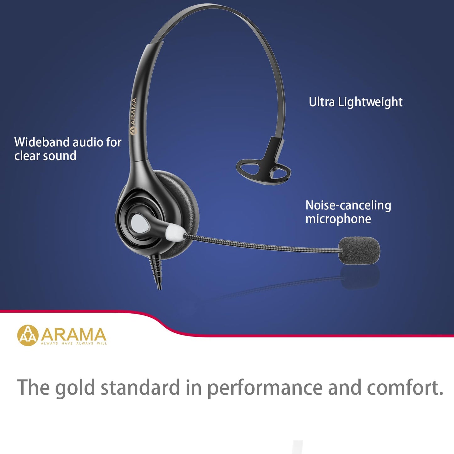 Arama Phone Headsets for Office Phones RJ600C1 RJ9 Wired Headset with Noise Canceling Mic Phones Desk Landline Headset with Microphone Compatible