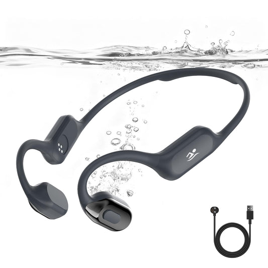 Swimming Bone Conduction Headphones with Night Safety Light, IP68 Waterproof 32G MP3 Memory, Soft Silicone Underwater Headphones,Submersible Sport…