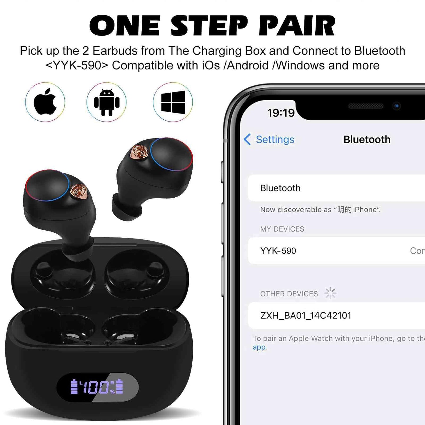 UrbanX True Wireless Bluetooth Earbuds + Charging Case, Black, Dual Connect, IPX5 Water Resistance, Bluetooth 5.2 Connection, Balanced, Bass Boost…