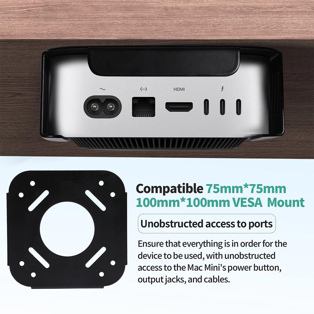 Freejia Metal Mac mini PC Mount Compatible with 2024 Mac mini M4/M4ProMount VESAMount, Under DeskMount and WallMount,macmini m4 Stand with Heat