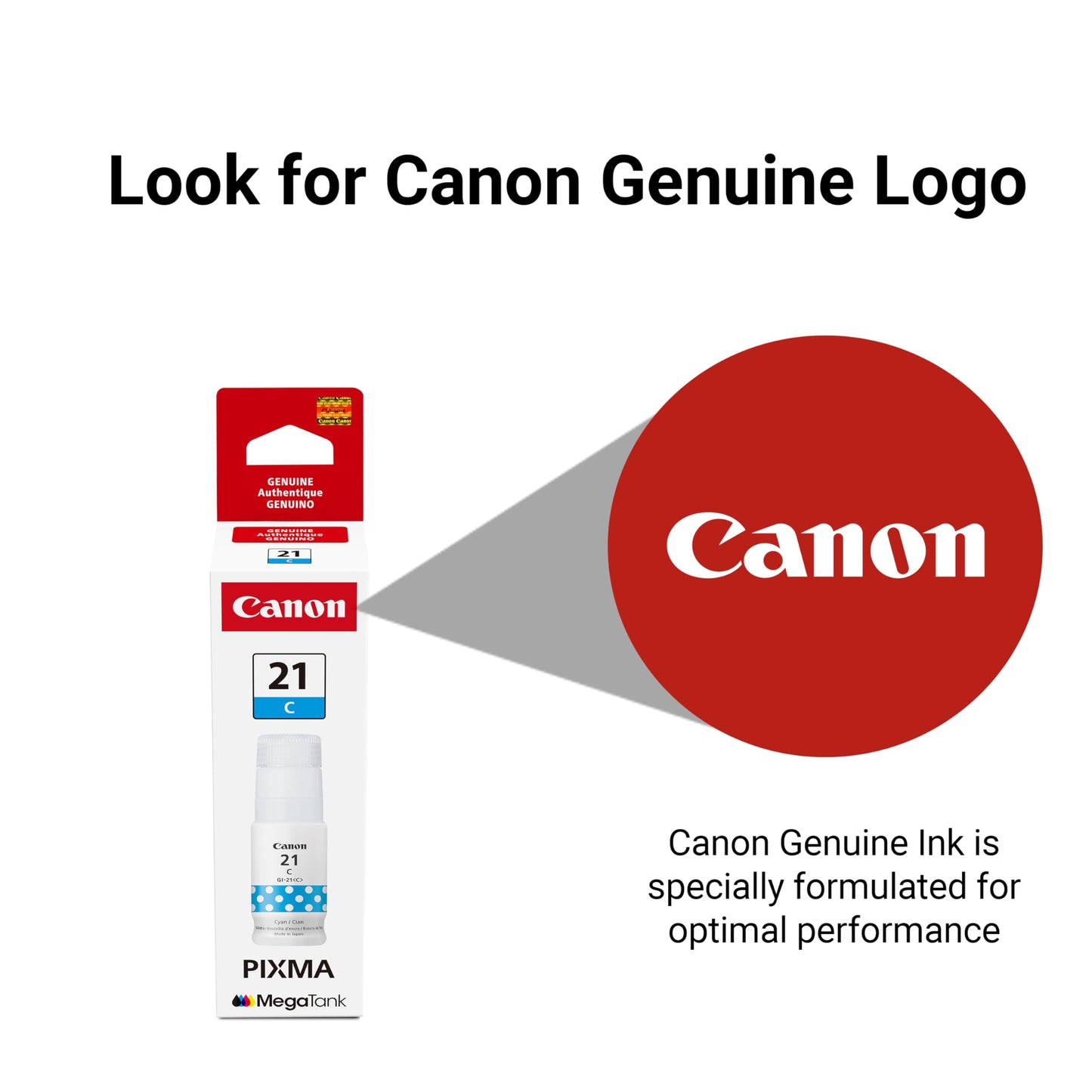 Canon GI-21 Genuine Cyan Ink Bottle, Compatible with Megatank G1220, G2260, G3260, G1230, G2270, G3270, G4270, G3290, and G4280 Printers