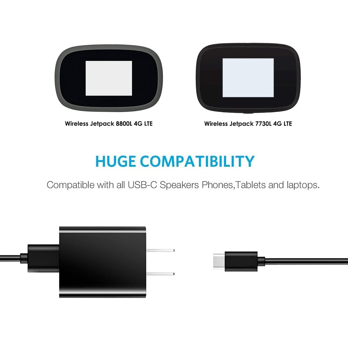 USB-C Fast Wall Charger Charging Cable Cord Fit for Verizon Orbic Speed Mobile Hotspot 400L MiFi 7730L 8800L Jetpack Hotspot, INSEEGO 5G MiFi M1000