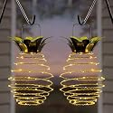JHPGEOE 2 Pack Outdoor Solar Hanging Lantern Lights - 60LED Waterproof Solar Pineapple Light Outdoor for Garden,Yard Porch Lawn Backyard Landscape