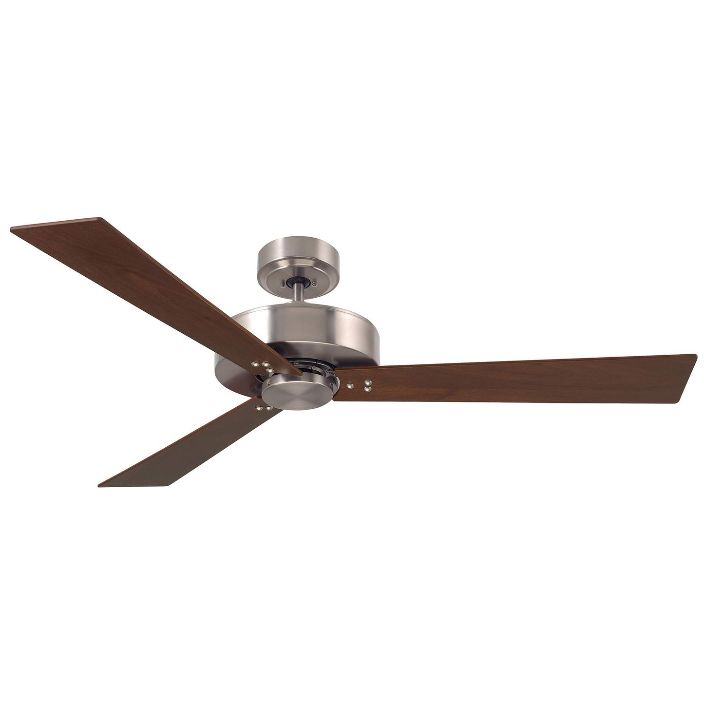 Luminance kathy ireland HOME Keane 52 Inch Ceiling Fan, Brushed Steel | Modern Design with 4-Speed Wall Control | 3 Reversible Wood Blades in Cherry