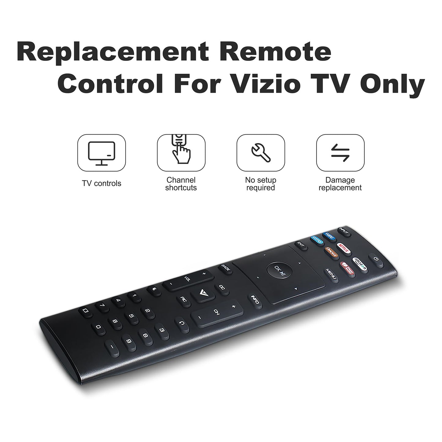XRT136 Remote For Vizio TV - Effortless Control Various For Vizio TV Models D24f-F1 D32f-F1 D43f-F1 D50f-F1 E80-E3 M437-G0 M507-G1 M656-G4 PQ65-F1