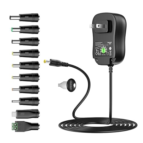 Basicvolt Universal Power Supply 5V 6V 7.5V 9V 12V 13.5V 15V 3A 2.5A AC DC Power Adapter 45W Wall Charger Cord with 5V 2A USB Port and 11 Tips…
