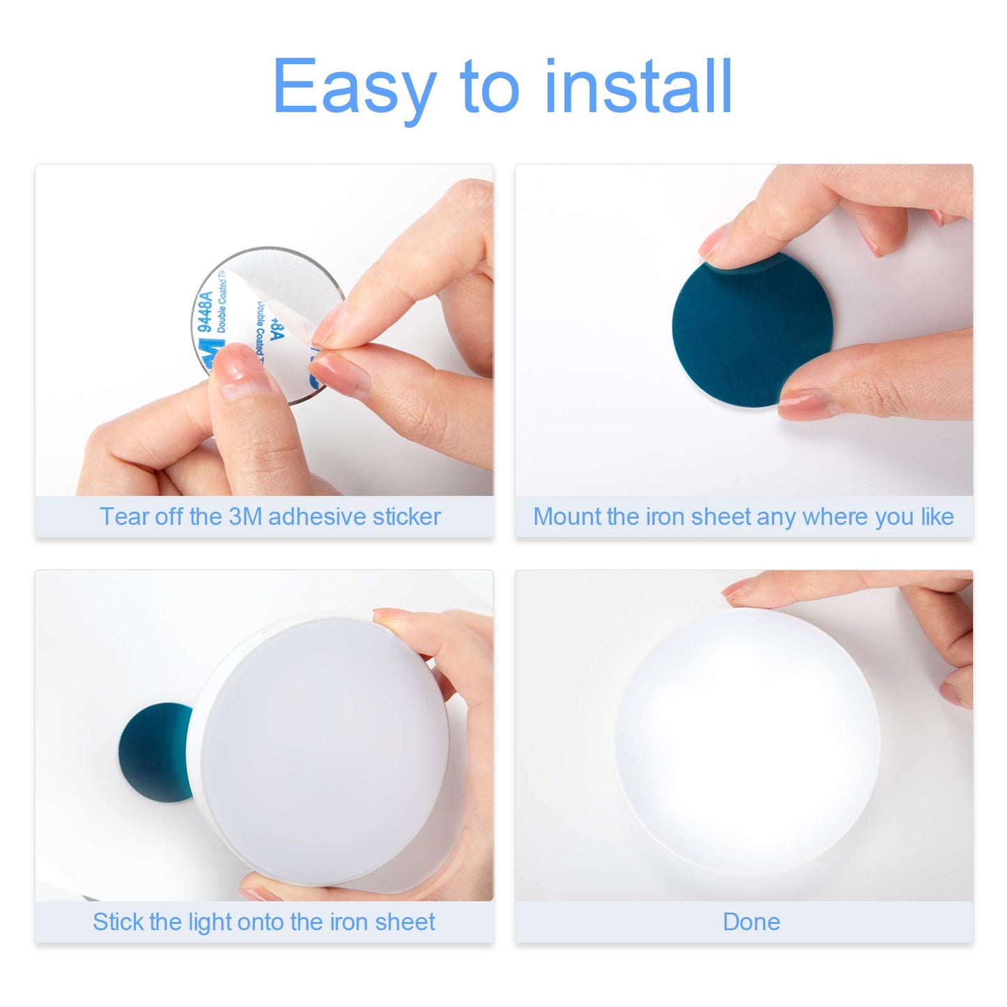 Ferswe Rechargeable Tap Lights, Dimmable Touch Night Lights with 1000mAh Large Battery, Stick on Light for Closet, Bedroom, Bathroom and Cabinet (2