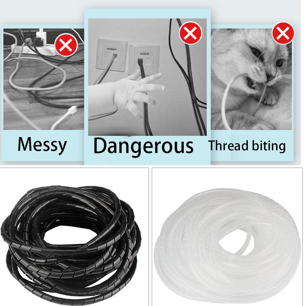 Zangboer Spiral Cable Wrap, 23ft-1/2 inch, Black