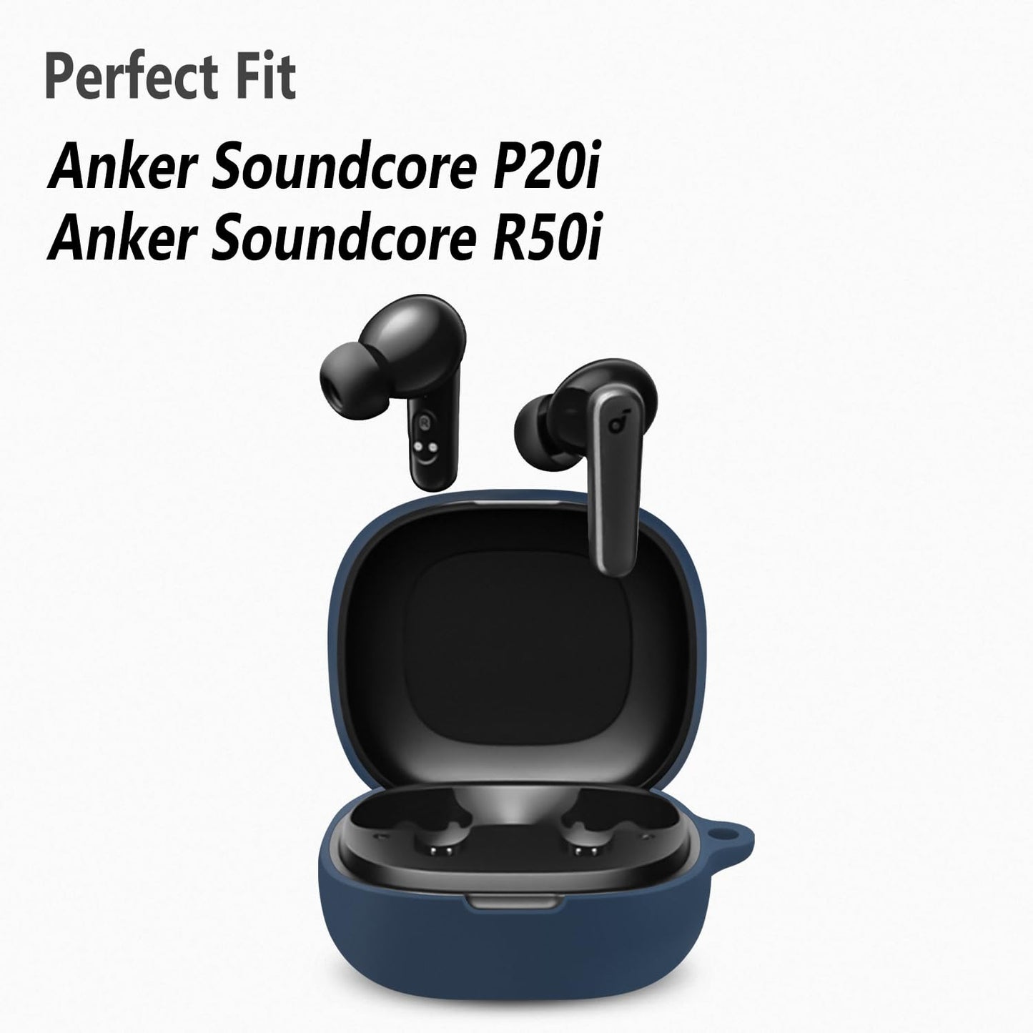 Geiomoo Silicone Case for Anker Soundcore P20i, Anker Soundcore R50i, Protective Cover with Carabiner (Navy Blue)