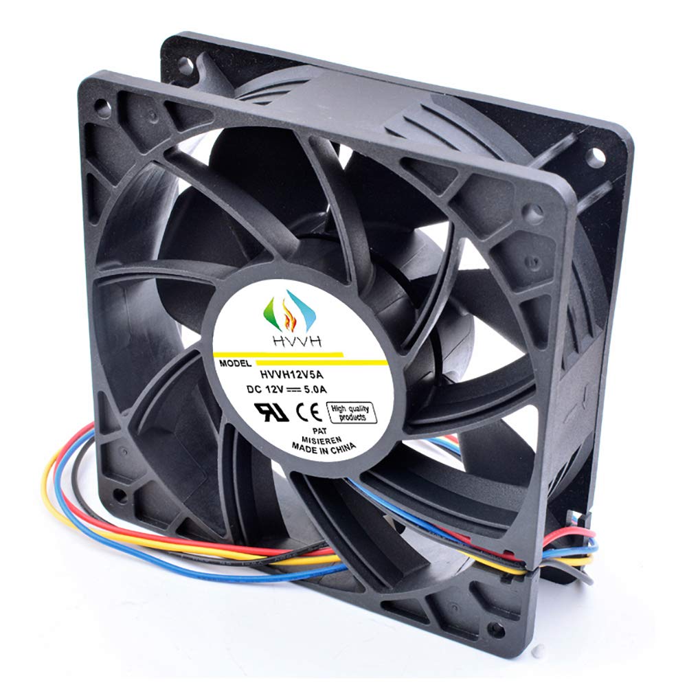 HVVH Dual Ball Bearings High Speed Durable 4 Pin DC 12V 5A 7000 RPM Cooling Fan Brushless Replacement Case Fan for Antminer Bitmain S7 S9 D3 L3 E9 T9