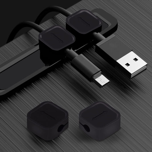 OYE 4 Pieces Magnetic Cable Holder Clips, Cable Clips Management Cord Organizer for Max.5mm Wires Desk Top Wall Cord USB Cable Power Wire Mose Cable