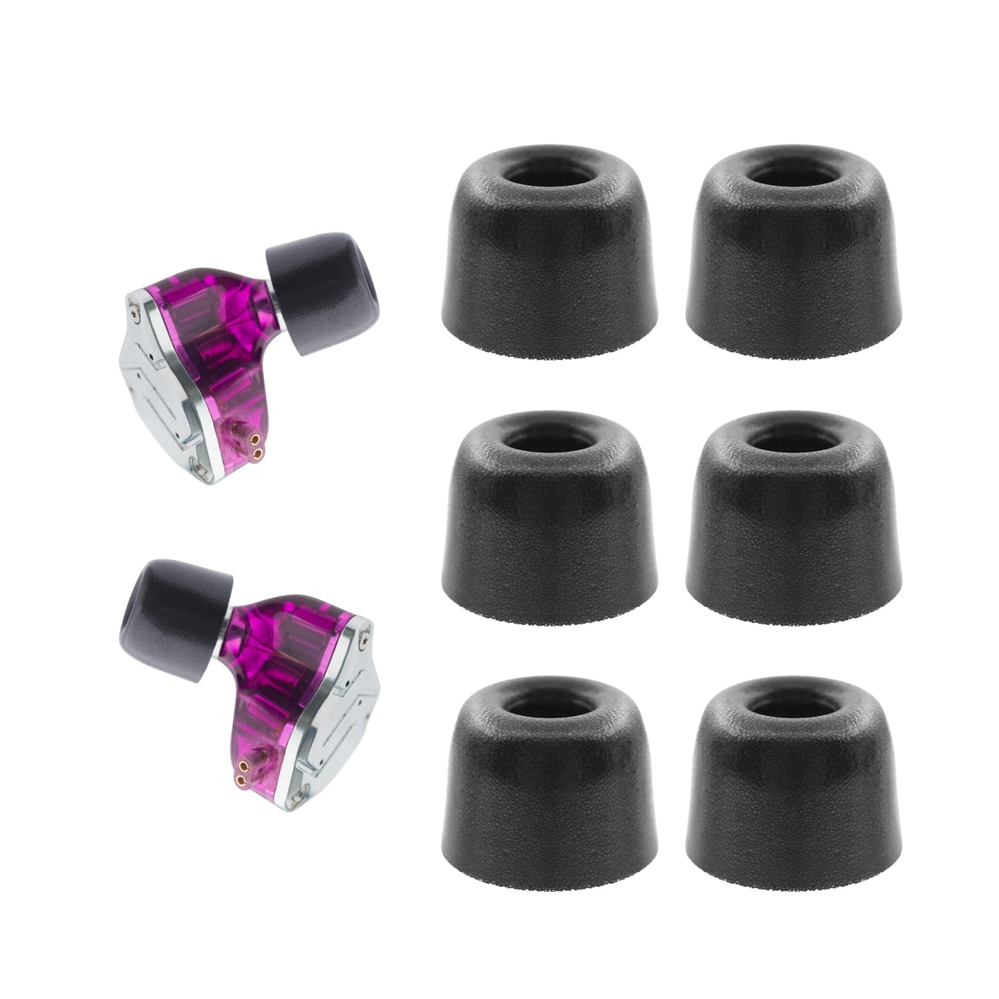 Klowcok Memory Foam Replacement IEM Eartips for KZ ZS10 Pro X ZSN, Ultimate Comfort, Secure Fit, 3 Pairs Black (Large)