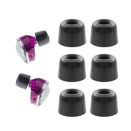 Klowcok Memory Foam Replacement IEM Eartips for KZ ZS10 Pro X ZSN, Ultimate Comfort, Secure Fit, 3 Pairs Black (Large)