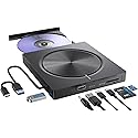 Umaniy External CD/DVD Drive,8 in 1 DVD Player for Laptop,USB 3.0 Portable DVD Reader Writer ROM Drive,CD Burner External Disk Drive Compatible