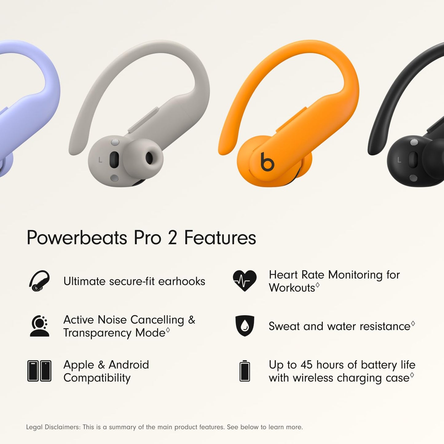Beats Powerbeats Pro 2 Wireless Bluetooth Earbuds - Noise Cancelling, Heart Rate Monitor, IPX4, Up to 45H Battery & Charging Case, Works with Apple