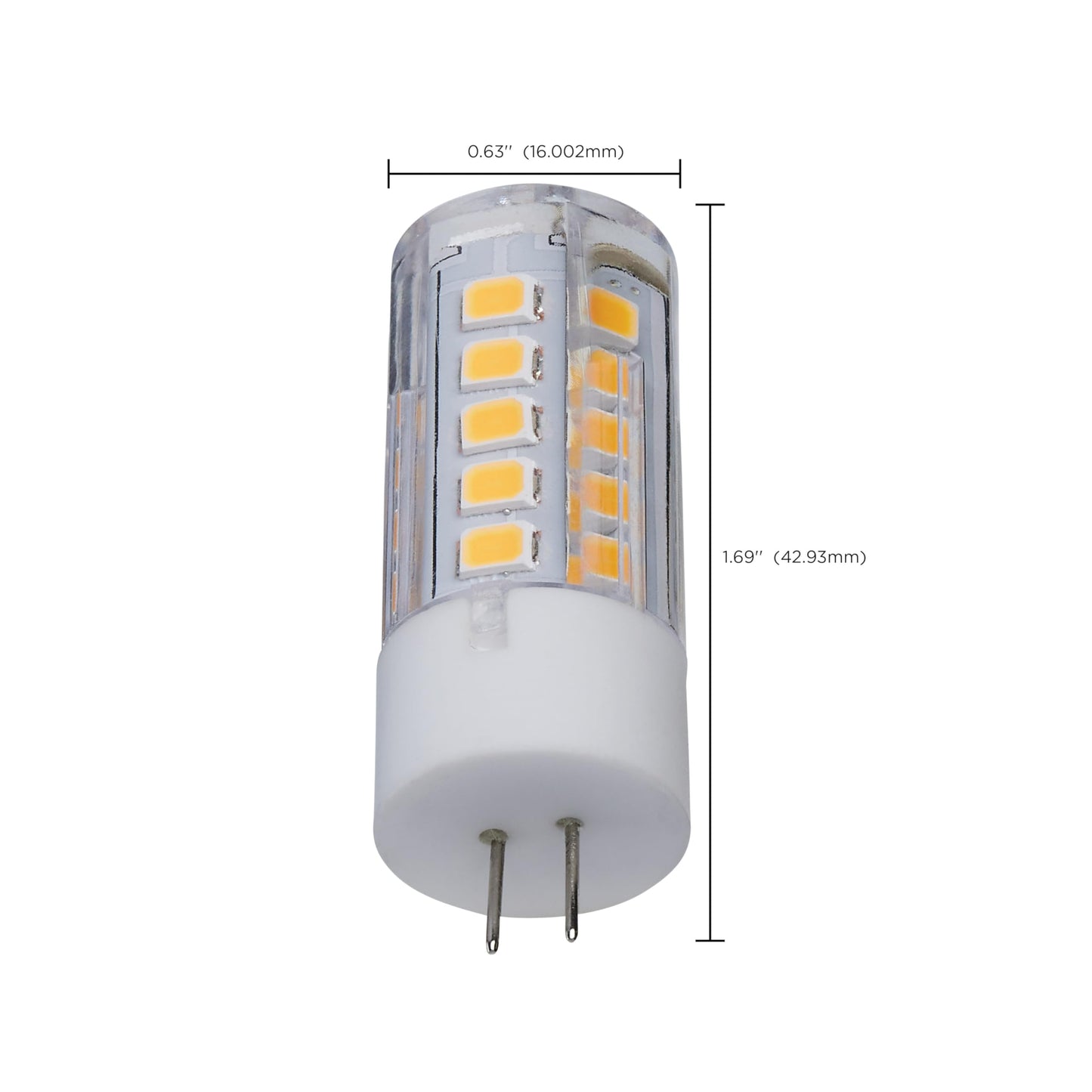 Satco S12311 T5 LED Bi-Pin G4 Base Lamp, 12V Low Voltage Halogen Replacement, 3000K, Clear