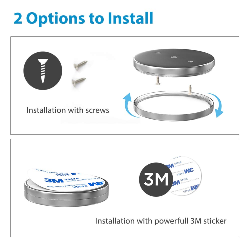 EShine Under Cabinet Puck Lights with Hand Wave Sensor - Circular LED Cabinet Lights - Dimmable - Pack of 12, Cool White (6000K)