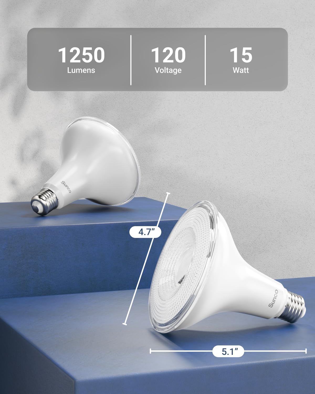 Sunco 4 Pack PAR38 LED Flood Light Bulb, Dusk to Dawn, E26, 15W=120W