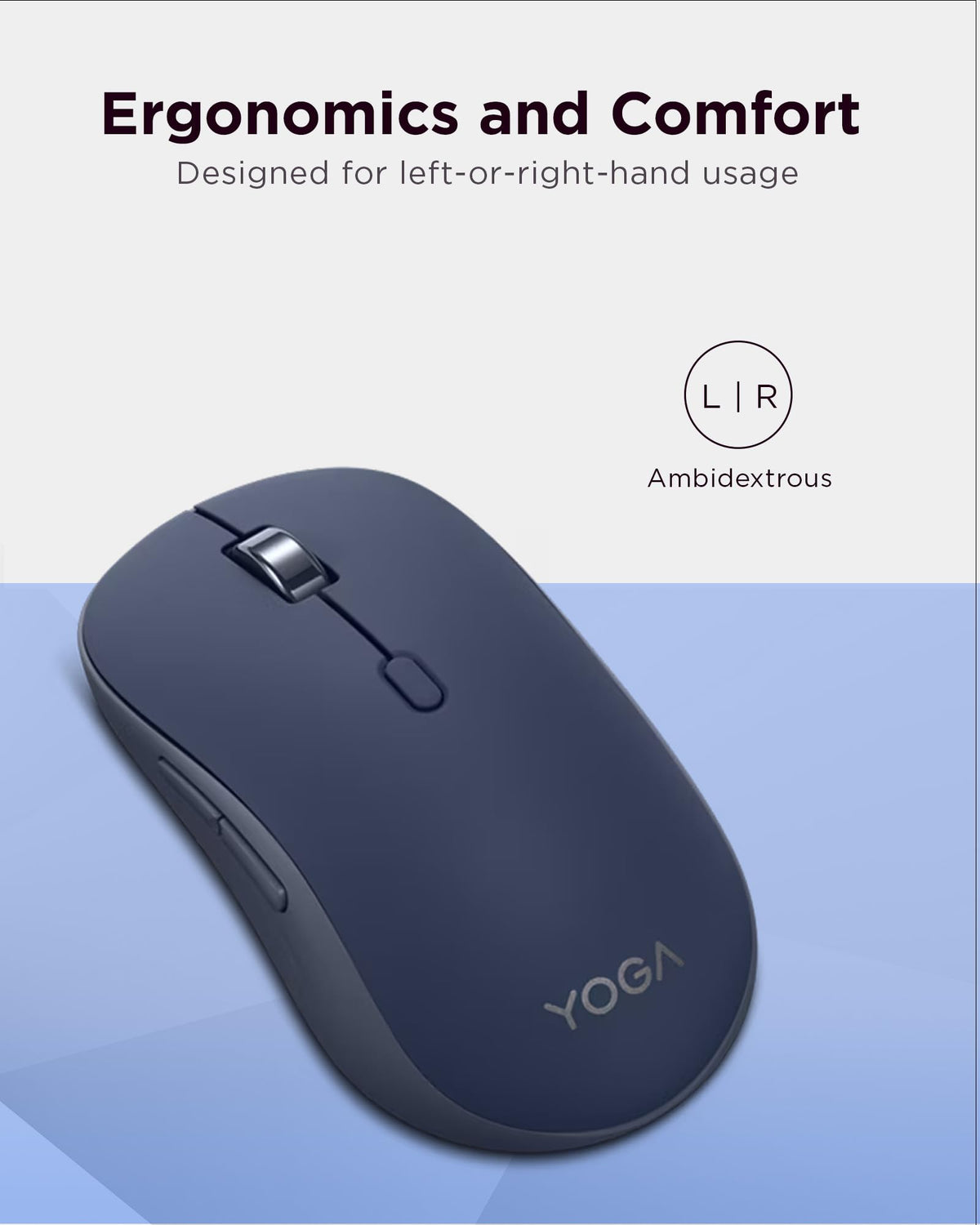 Lenovo Yoga Bluetooth Silent Mouse, 3 Level DPI Adjustment, 36 Month Battery Life, Bluetooth 5.3, 3 Device Paring, Whisper Quiet, Programmable