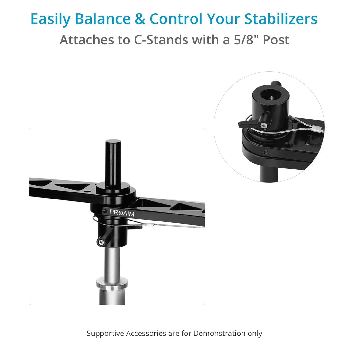 PROAIM Universal ST-Docking/Balance Bracket for Handheld Camera Stabilizers up to 25kg/55lb. Mount to C-Stands w 5/8” Post