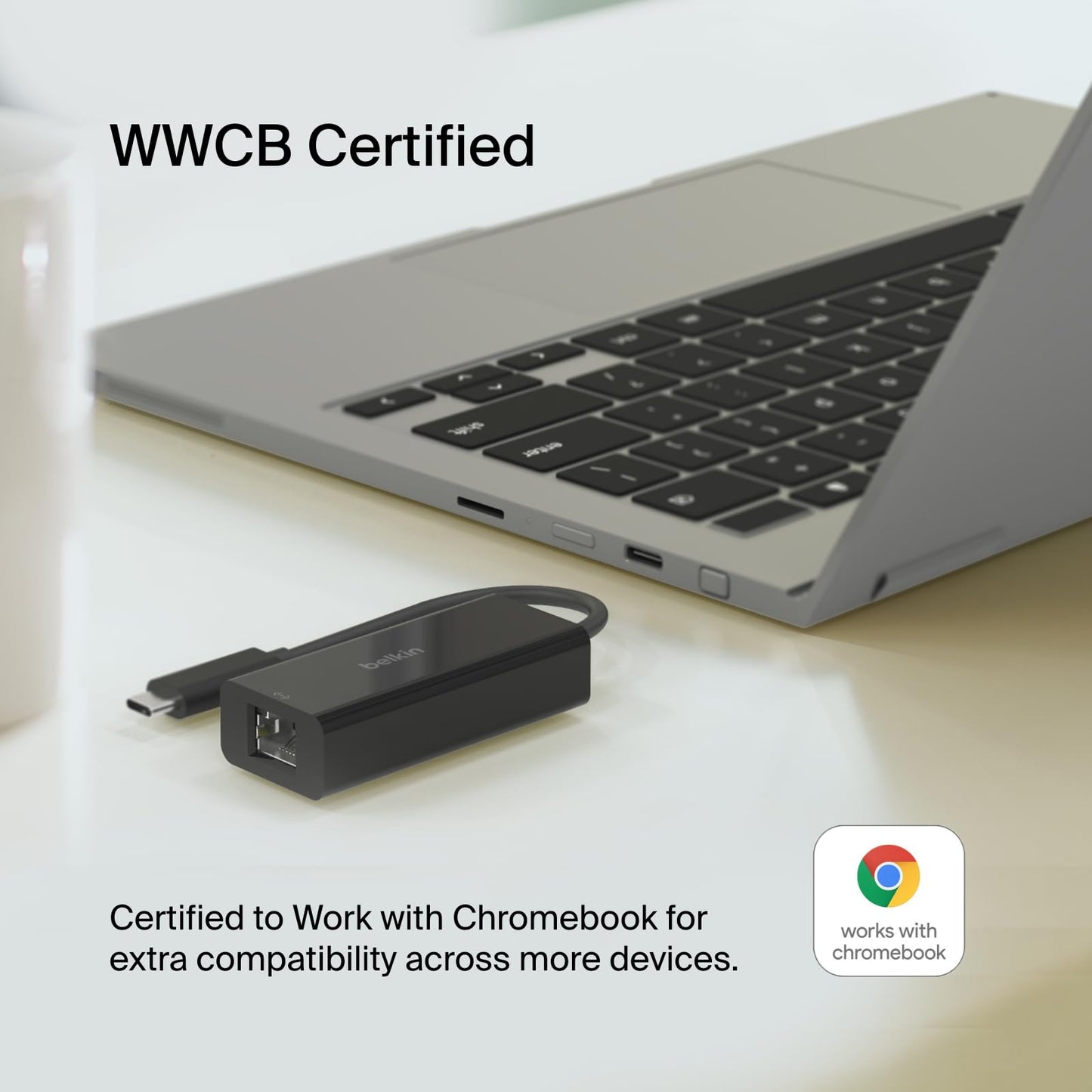 Belkin USB Type C to 2.5 Gb Ethernet Adapter, USB-IF Certified Thunderbolt 3 & 4 / USB-C to LAN Network Adapter Compatible with MacBook Pro/Air, iPad