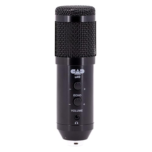 CAD Audio U49 USB Large Format Side Address Studio Microphone with Headphone Monitor and Echo,Black