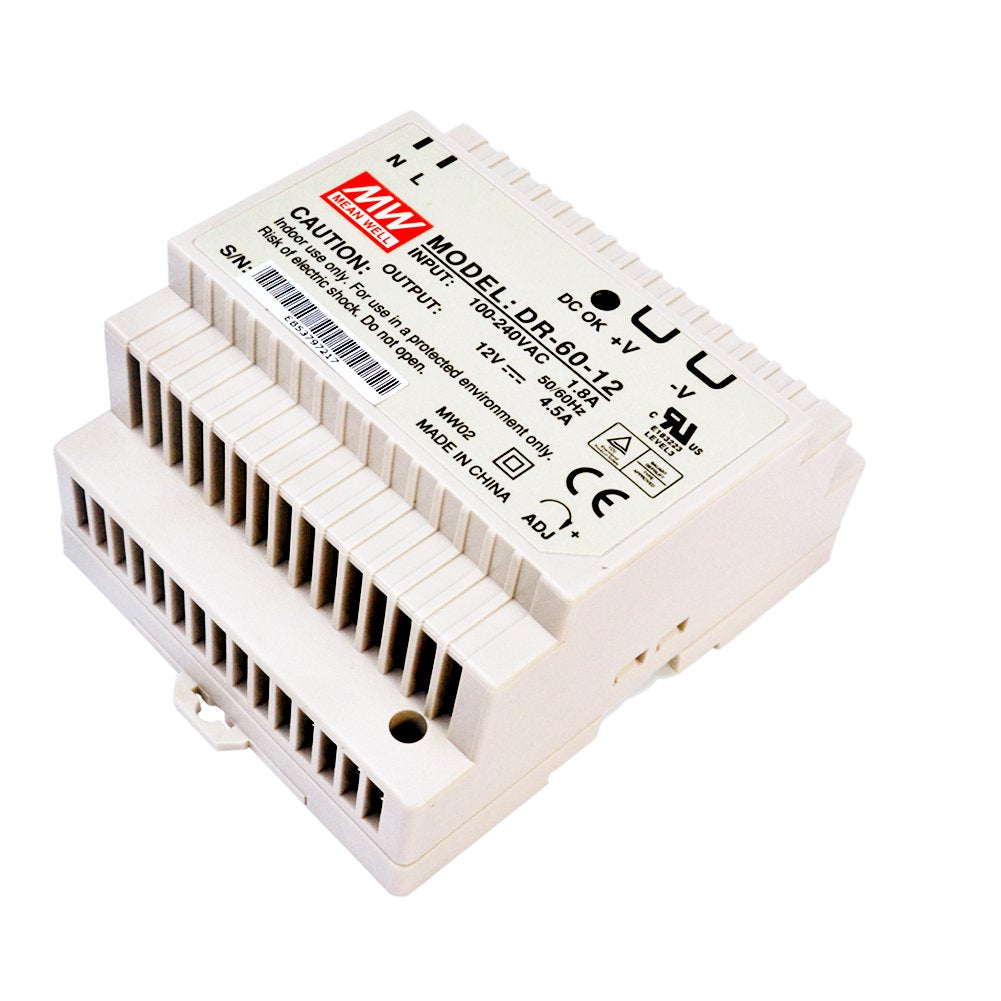 MEAN WELL DR-60-12 4.5 AMPS, 54 WATTS, Output 12 Volts, Power Supply, Single Output