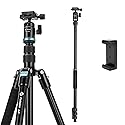 Fotopro 73" Camera Tripod, Aluminum Compact Travel Tripod and Monopod with 360° Ball Head Quick Release Plate, Professional Camera Tripod for DSLR