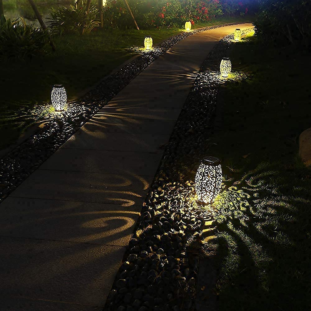 esgarden 2 Pack Upgraded 15 Lumens Outdoor Lanterns Gardening Gifts Patio Solar Lantern Hanging Powered Lights Waterproof Decorative Lamp Tabletop