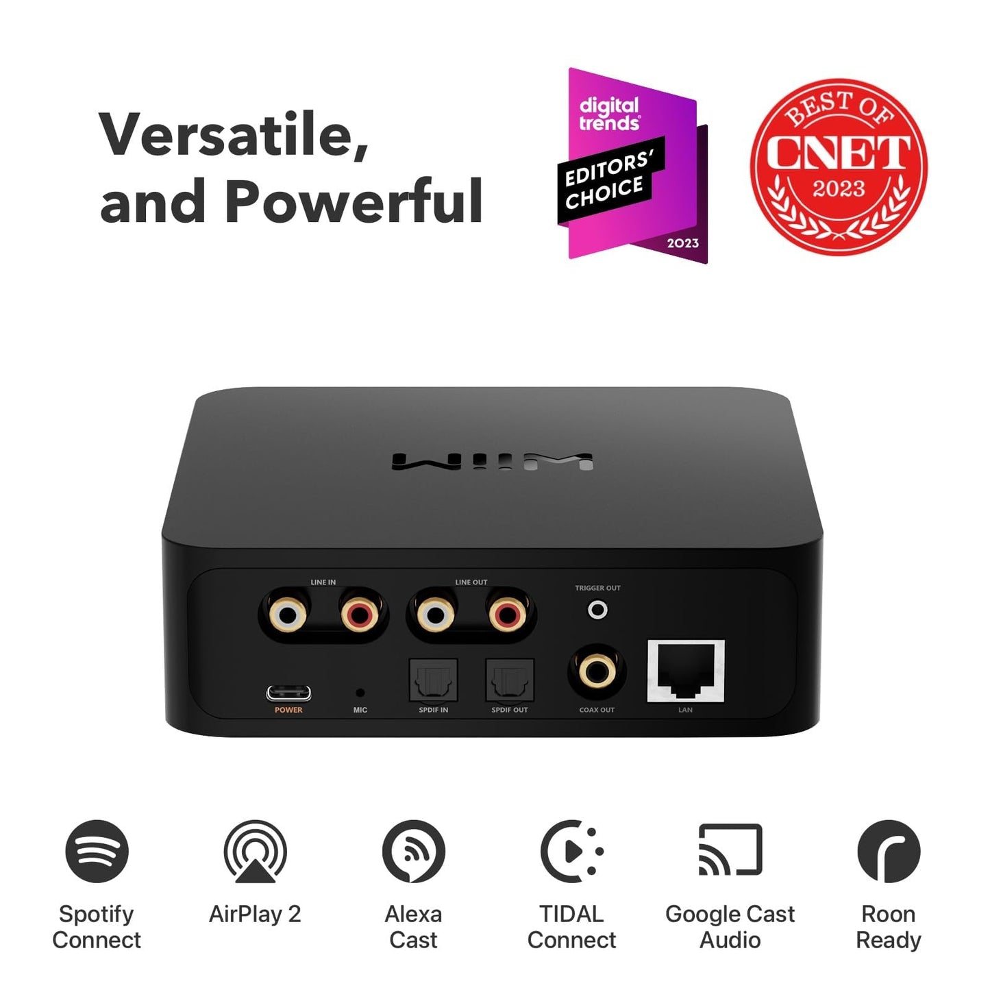 WiiM Pro AirPlay 2 Receiver, Google Cast Audio, WiFi Multiroom Streamer, Compatible with Alexa, Siri and Google Assistant, Stream Hi-Res Audio from