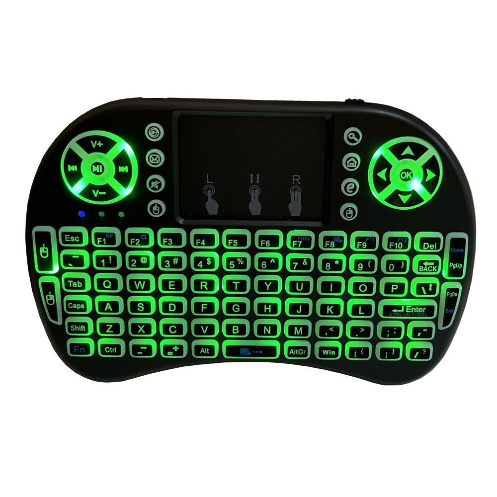 Mini Keyboard i8 2.4G Mouse Wireless with Touchpad, Tricolor Backlight Handheld Remote for Android TV Box (English Version)