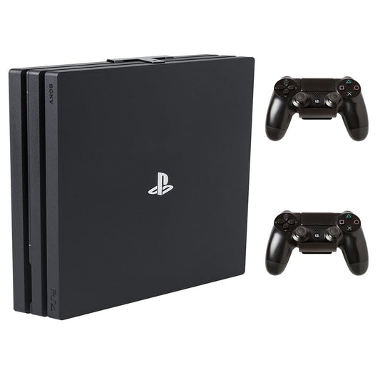 HIDEit Mounts 4P Bundle, Wall Mounts for PS4 Pro and Controller, Steel Wall Mount for PS4 Pro and 2 Controller Mounts to Safely Store Your PS4 Pro