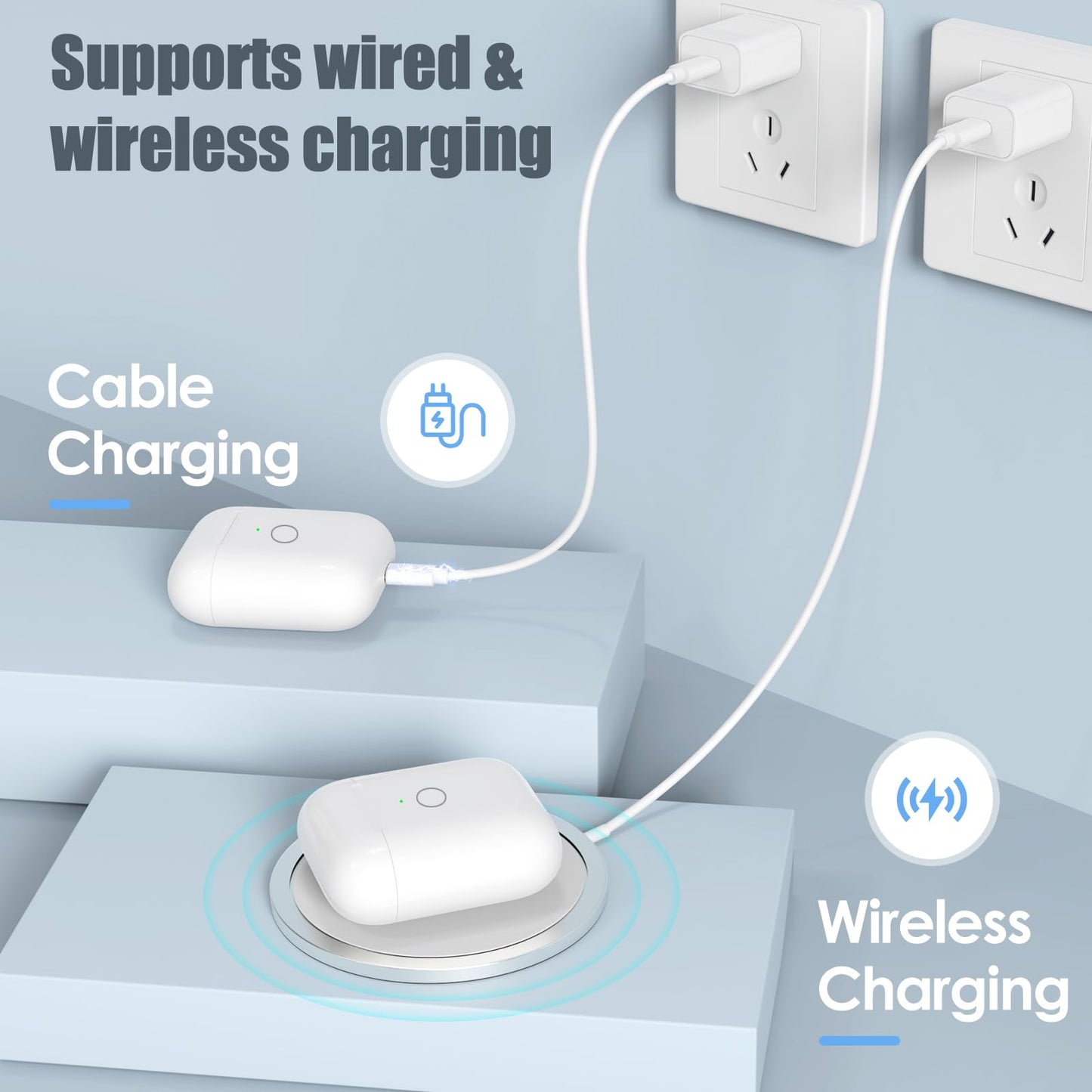Wireless Charging Case Only for AirPods 1st 2nd gen ? Charger Case Compatible with AirPods 1/2 Gen Replacement Charger Cases, Support Bluetooth