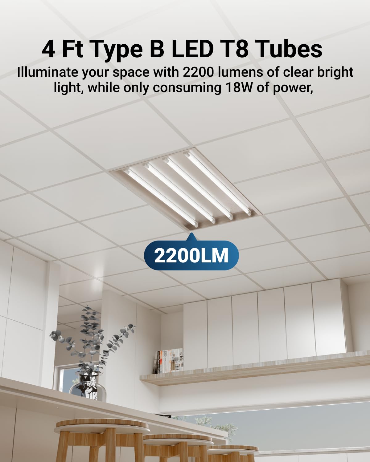 Sunco 10 Pack 4 Foot T8 LED Tube Light Bulbs, Ballast Bypass, 5CCT, 18W