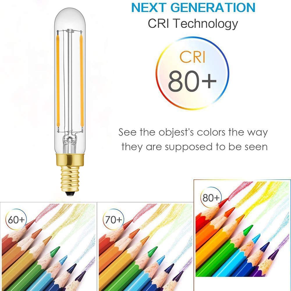 LDCHIUEN T20 Dimmable LED Tubular Bulbs, 2W (25W Eq), E12, 2700K, 4-Pack