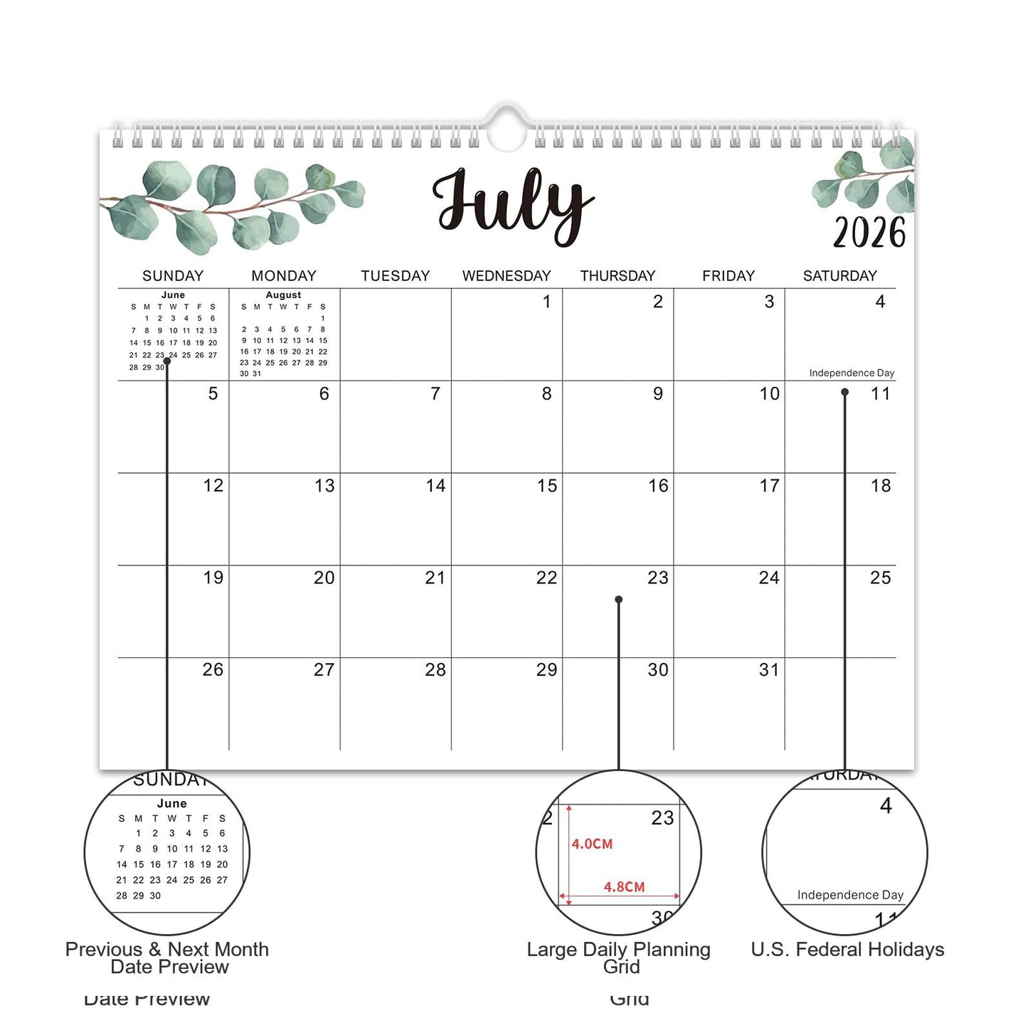 Comix 2026-2027 Wall Calendar, 18 Months Jul 2026 - Dec 2027 Monthly Planner, 120 GSM Thick Paper Lined Blocks, Hanging Calendar for Home Office