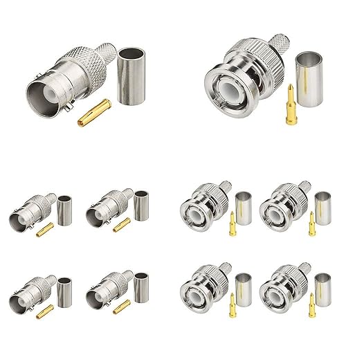 SUPERBAT BNC Crimp Connectors Kit - BNC Male & Female Crimp Solder Attachment Connector Kit for RG58, RG303, RG223, RG142, RG400, LMR195 Low Loss Coax