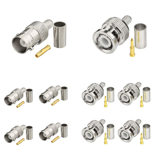 SUPERBAT BNC Crimp Connectors Kit - BNC Male & Female Crimp Solder Attachment Connector Kit for RG58, RG303, RG223, RG142, RG400, LMR195 Low Loss Coax