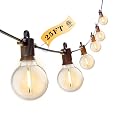 Kawaya Outdoor String Lights 25 FT LED Patio Light with 12+1 Shatterproof Edison Globe Bulbs - IP65 Waterproof Dimmable Hanging Lights - 2700K Warm