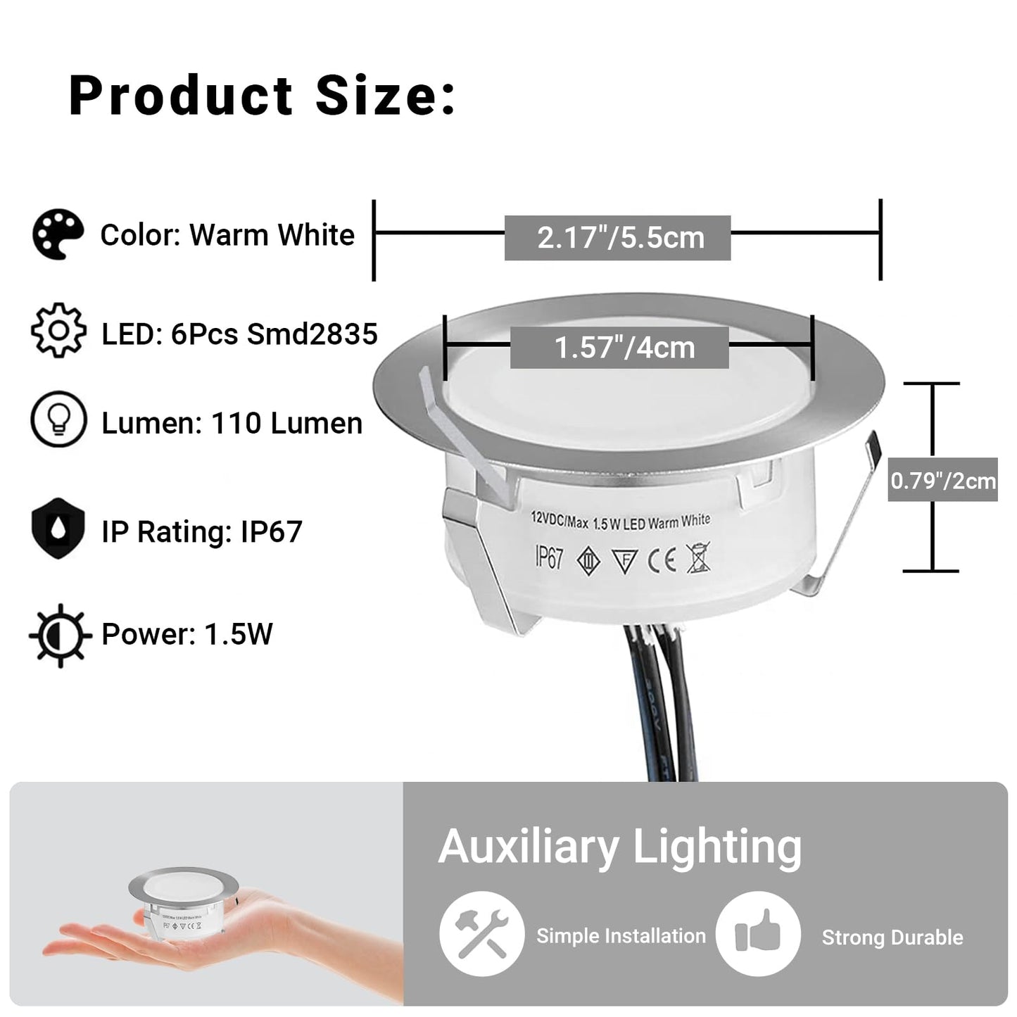 SKYMVAO 6 Pack LED Sauna Explosion Room Light, Sauna Lighting Recessed, Deck Lighting Waterproof IP67, Outdoor Recessed Lights, Low Voltage LED Lights