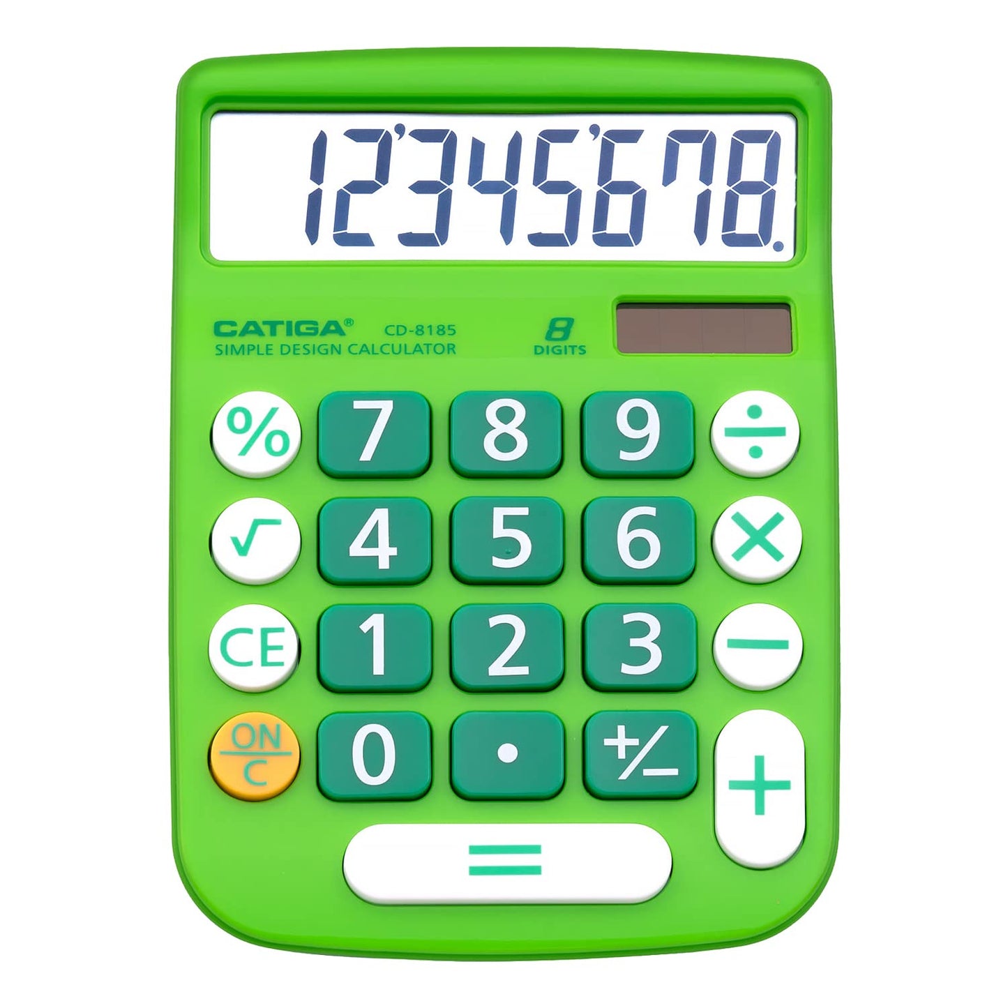 CATIGA Desktop Calculator 8 Digit with Solar Power and Easy to Read LCD Display, Big Buttons, for Home, Office, School, Class and Business, 4 Function